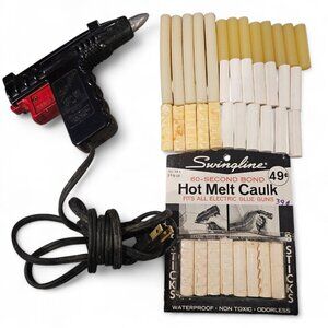 VTG 70s‎ Swingline Electric Hot Melt Caulk Glue Gun Universal Caulk Sticks Set